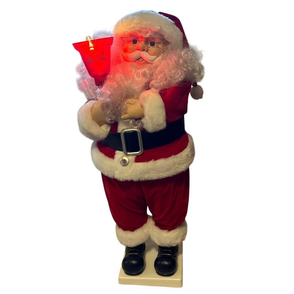 Telco Motionette Santa Claus Figure Holding Red Light-Up Bell 23.5" Tall